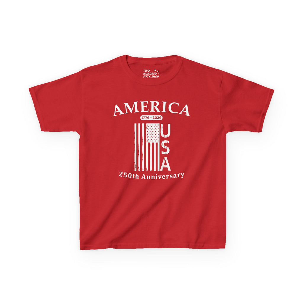 Kids Flag Tee — America USA 250th Anniversary Patriotic Flag Shirt