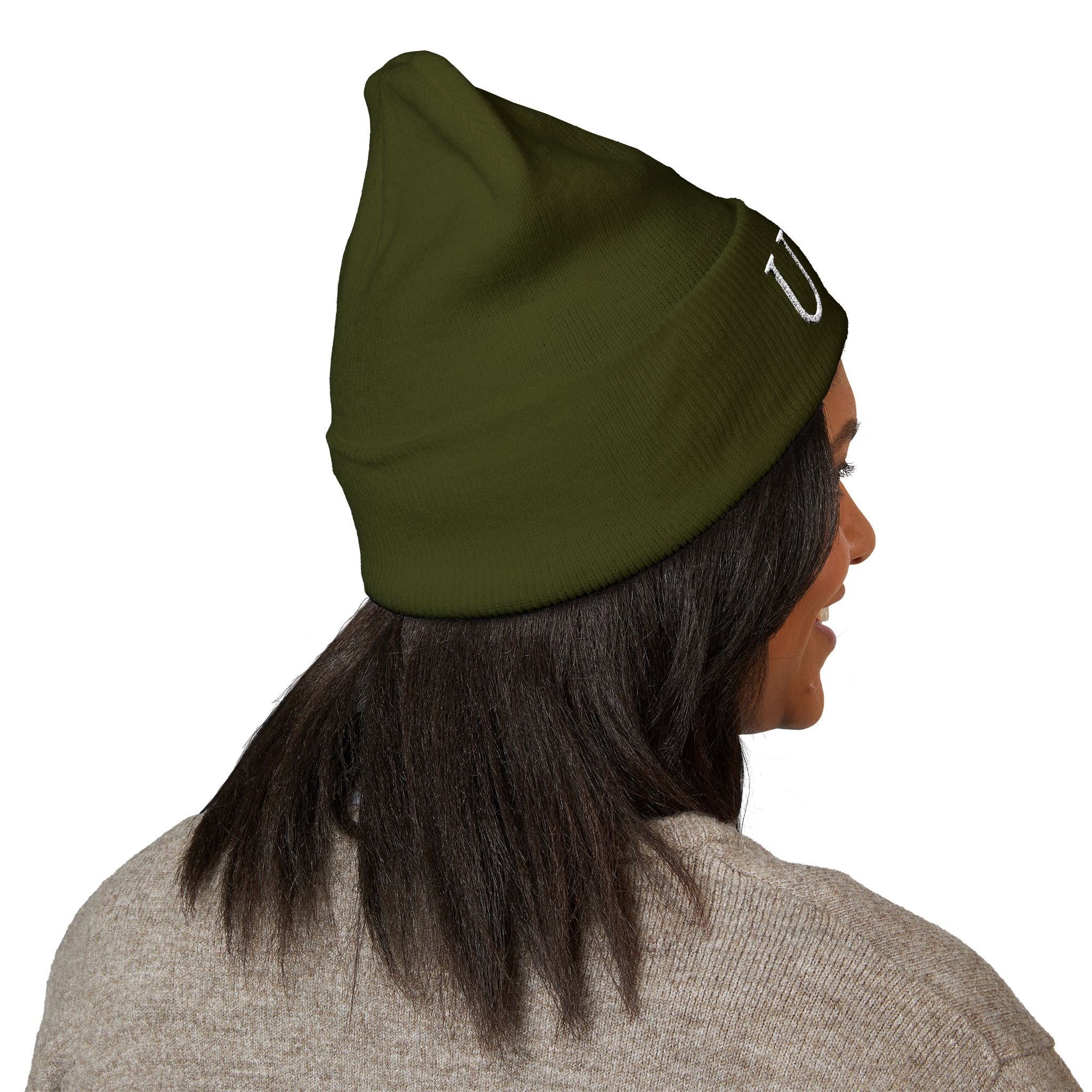 USA Embroidered Dark Color Cuffed Beanie — Patriotic Knit Hat