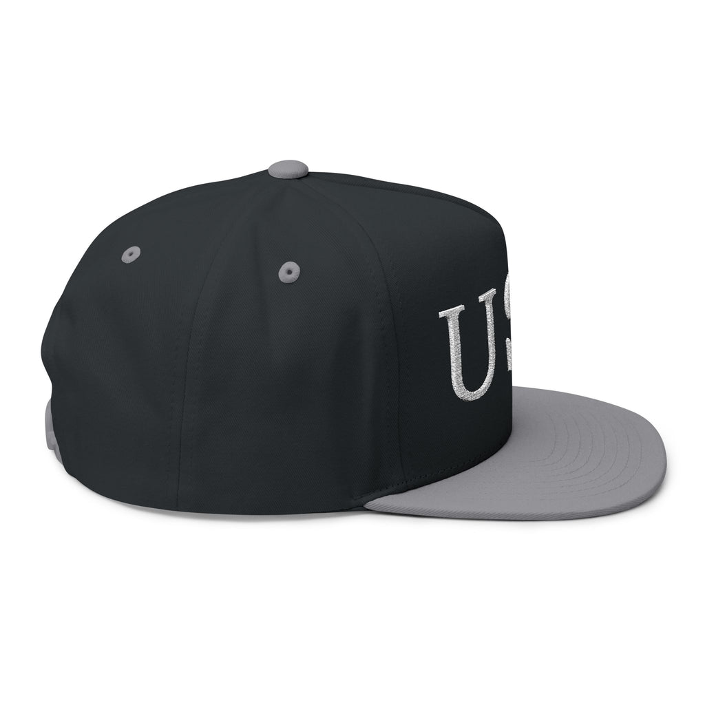 USA Embroidered Dark Color Flat Bill Cap — Patriotic Snapback Hat for 4th of July & Everyday Wear