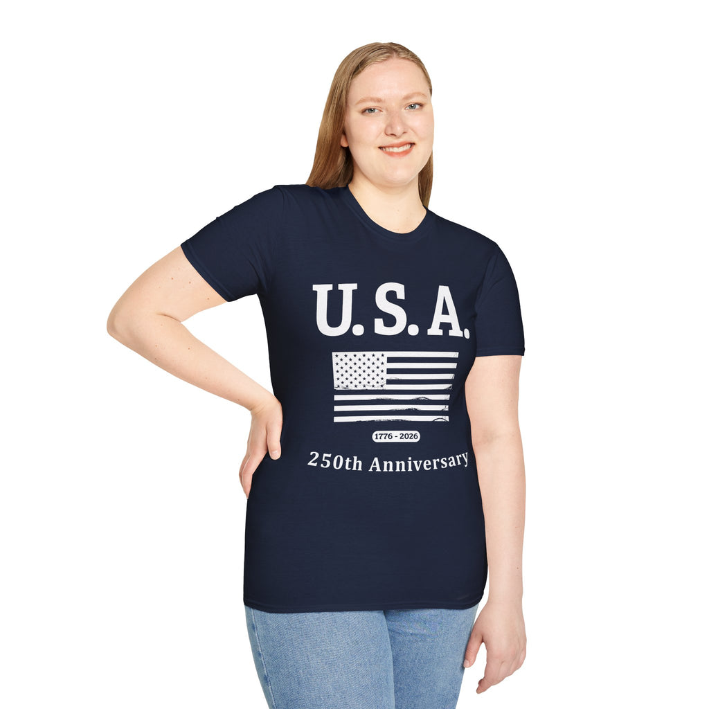 USA 250th Anniversary Soft Style T-Shirt — Patriotic American Flag Tee