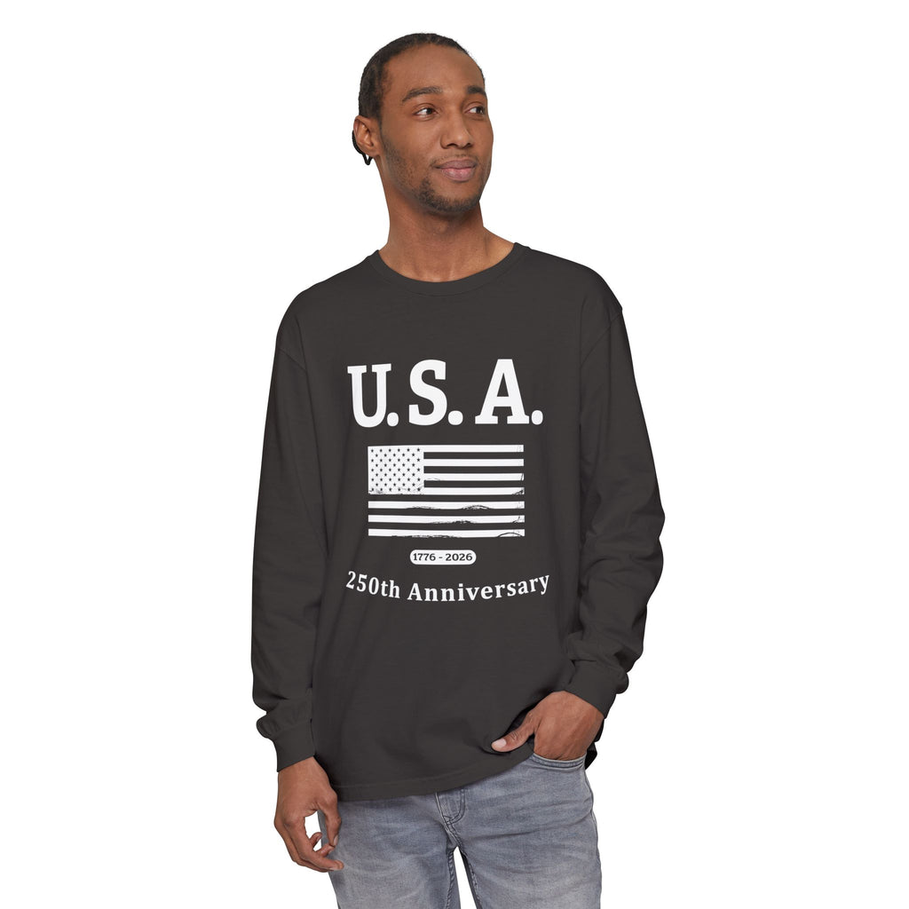 U.S.A. 1776-2026 Distressed Flag Long Sleeve T-Shirt