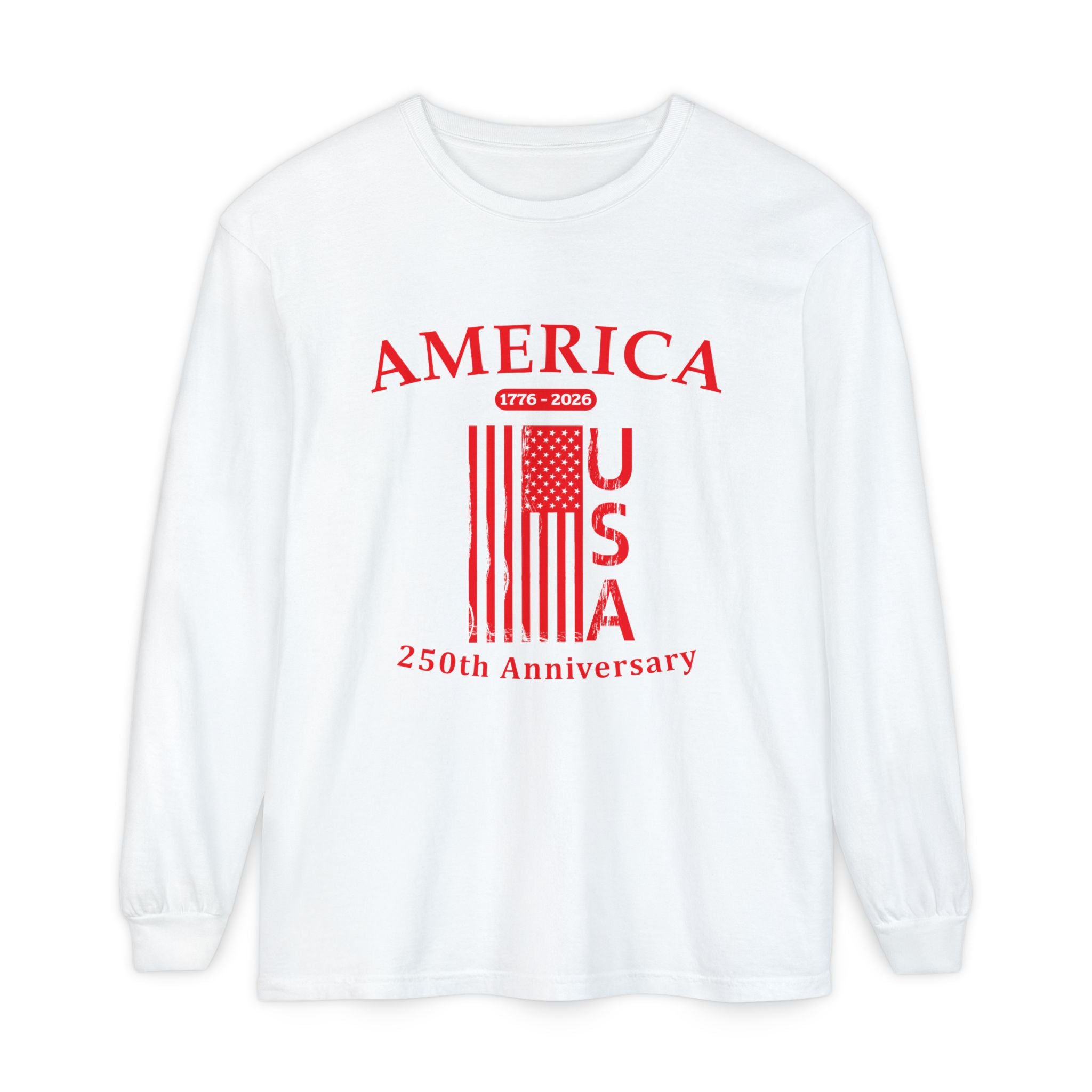America 1776 Distressed Flag Long Sleeve Tee