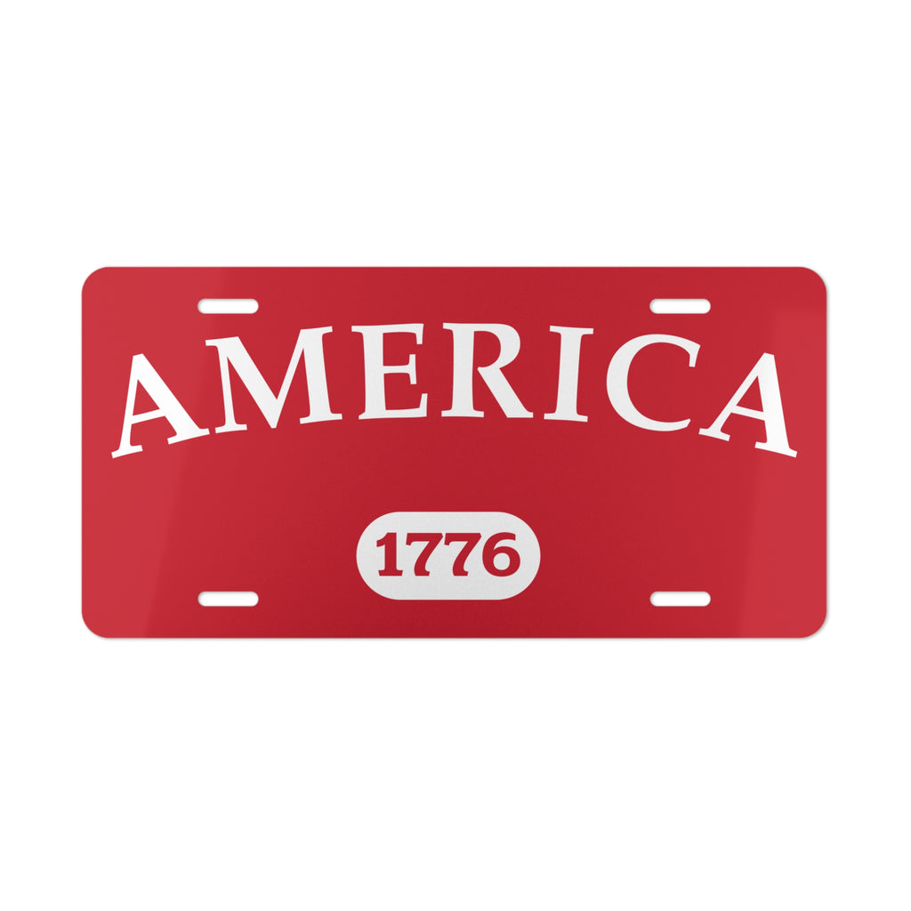 America 1776 Vanity Plate — Patriotic Red License Plate