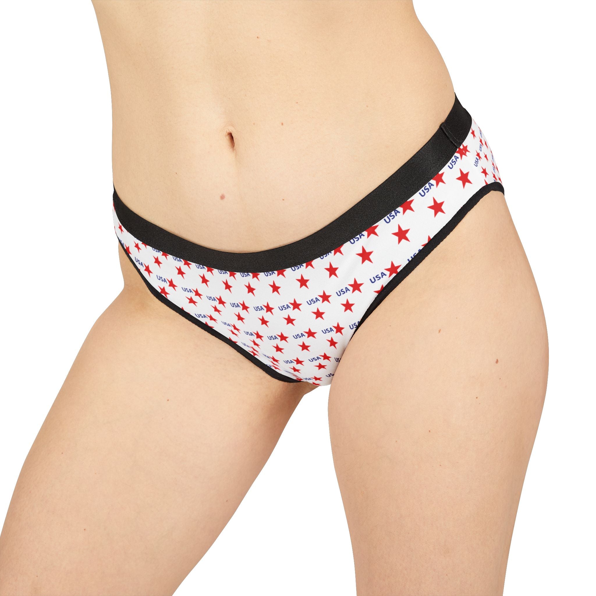 Patriotic Star Print Bikini Briefs — Red & Blue All-Over-Print Women's Underwear