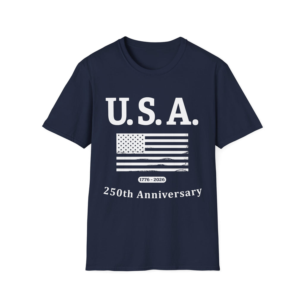 USA 250th Anniversary Soft Style T-Shirt — Patriotic American Flag Tee