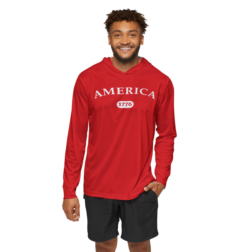 America 1776 Hoodie — Patriotic Sport Red Pullover for Men