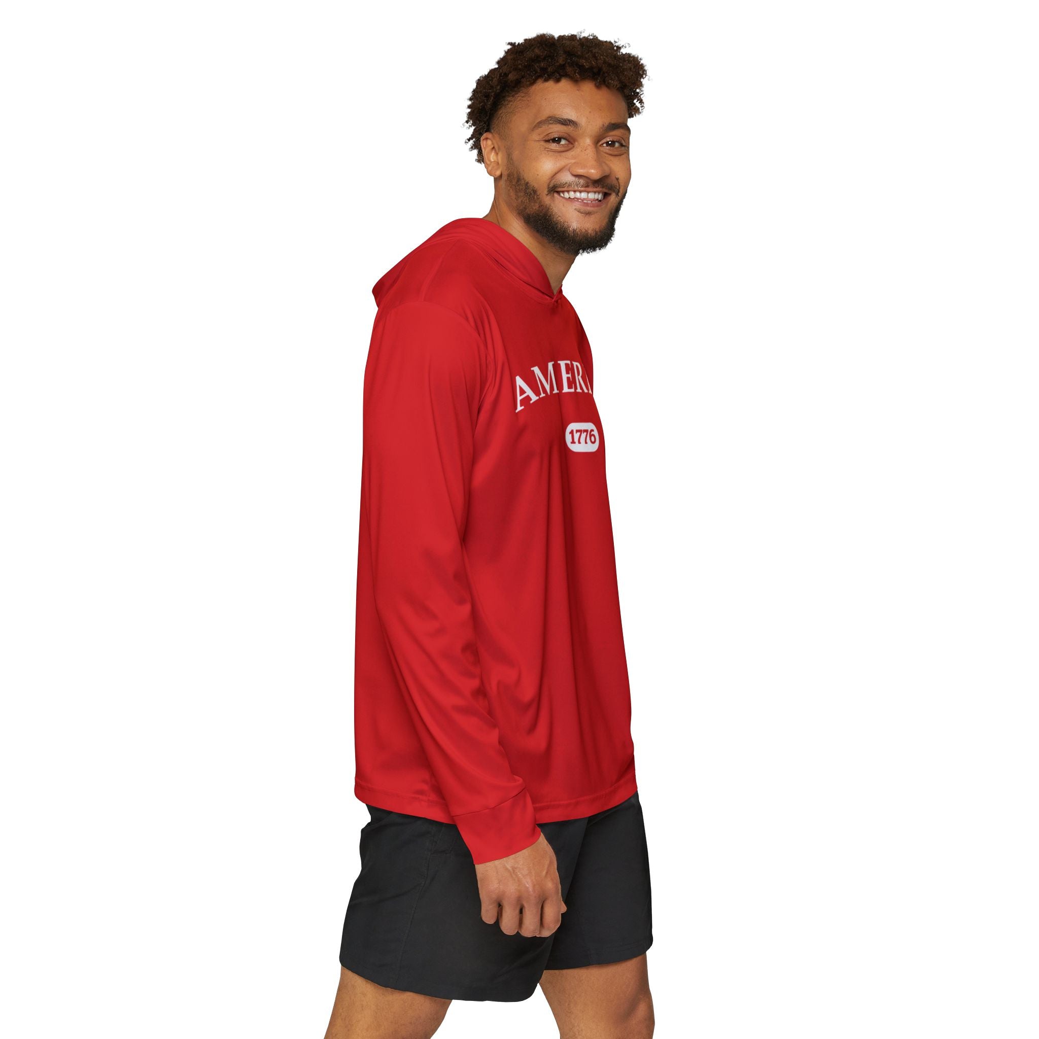 America 1776 Hoodie — Patriotic Sport Red Pullover for Men