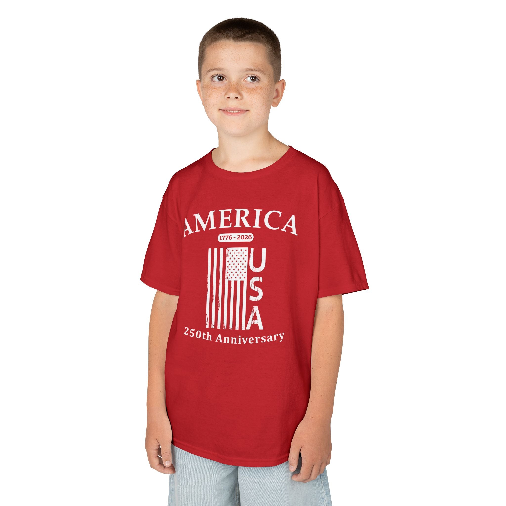 Kids Flag Tee — America USA 250th Anniversary Patriotic Flag Shirt