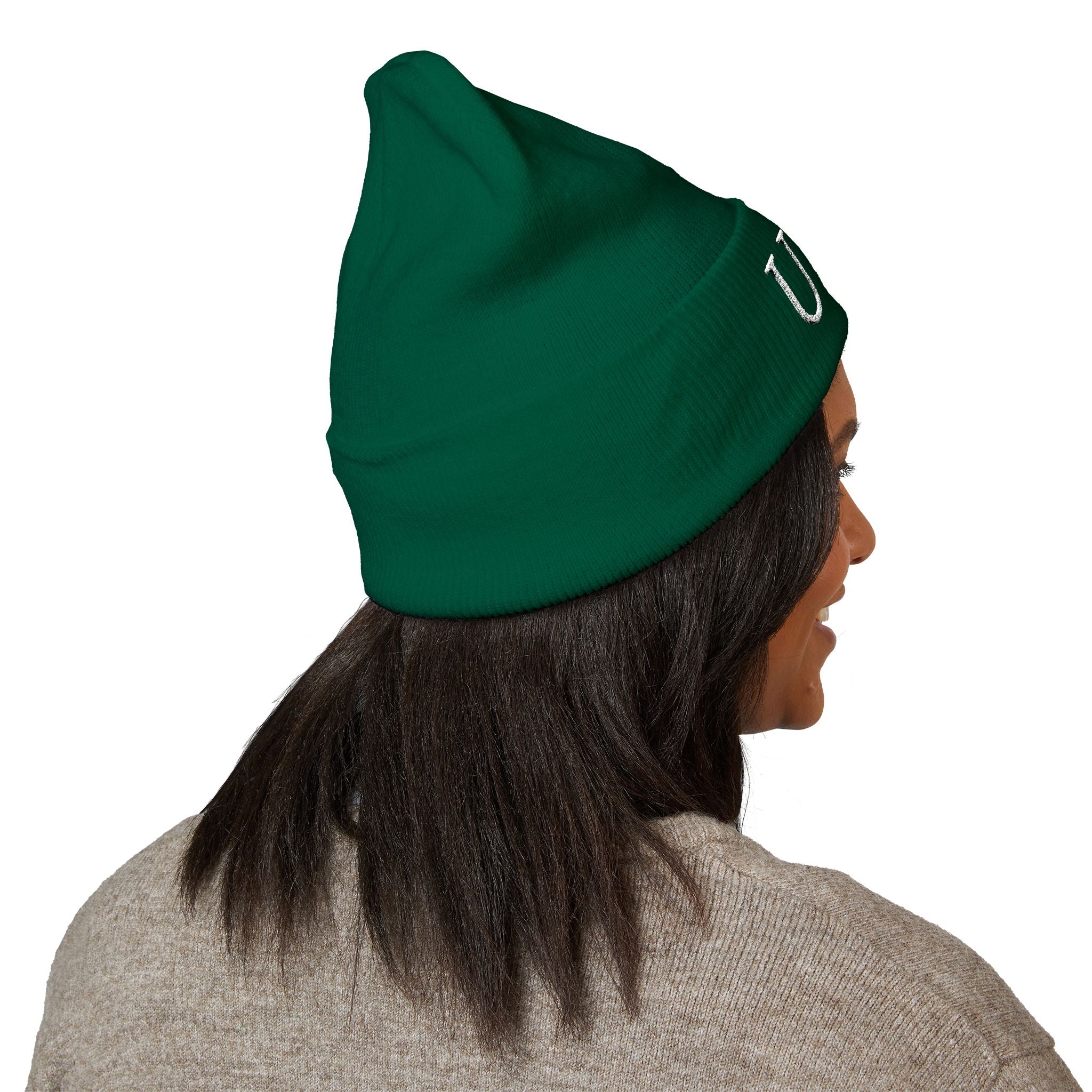 USA Embroidered Dark Color Cuffed Beanie — Patriotic Knit Hat