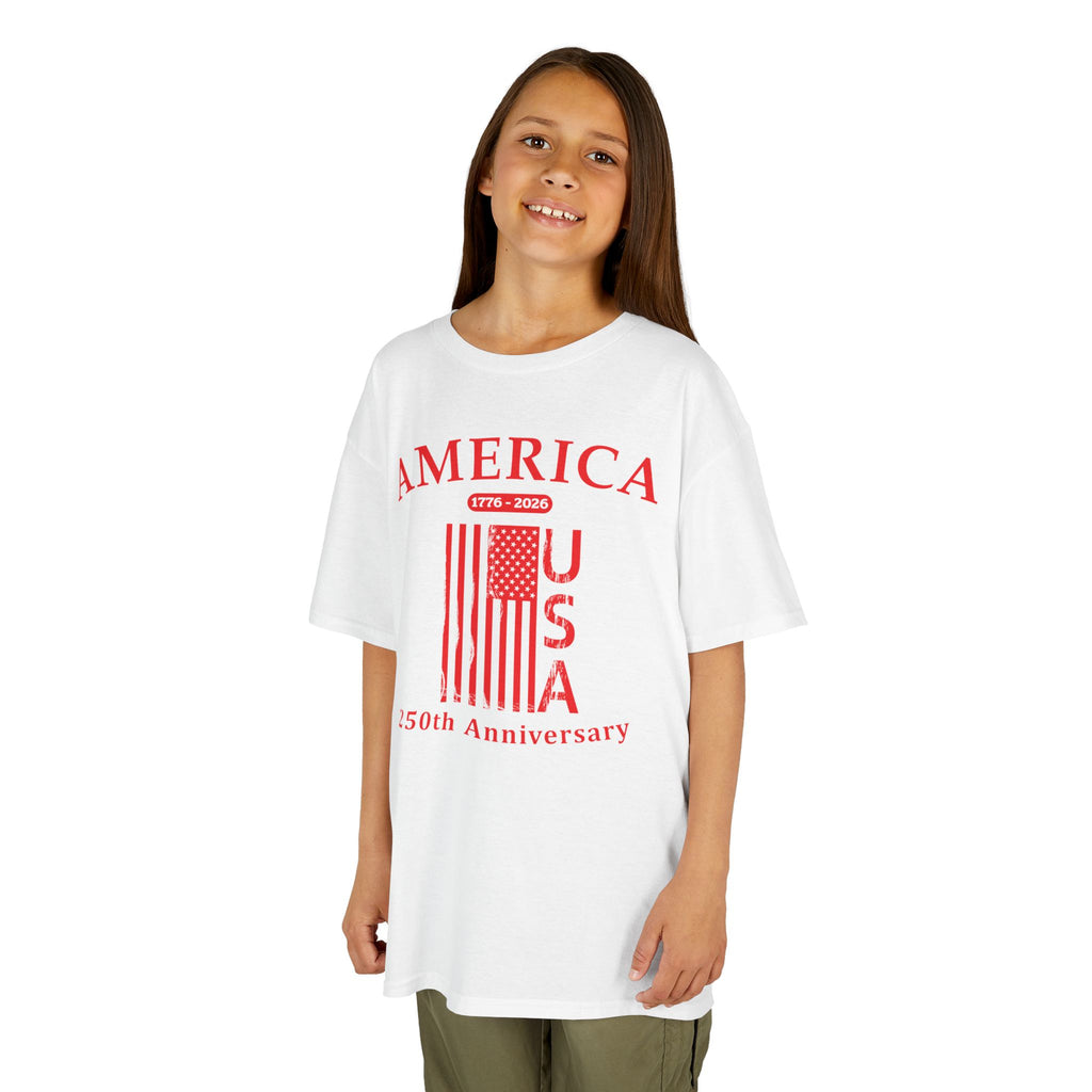 Kids Flag Tee — America USA 250th Anniversary Patriotic Flag Shirt