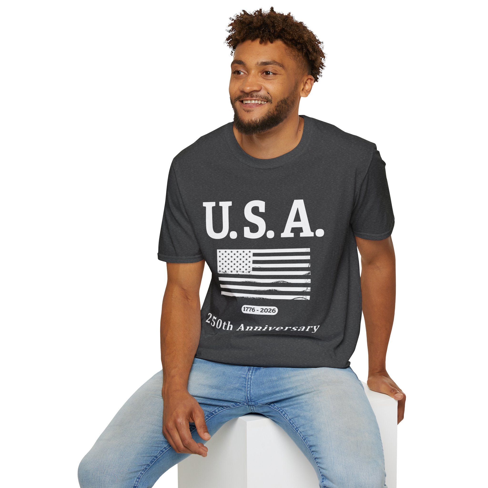 USA 250th Anniversary Soft Style T-Shirt — Patriotic American Flag Tee
