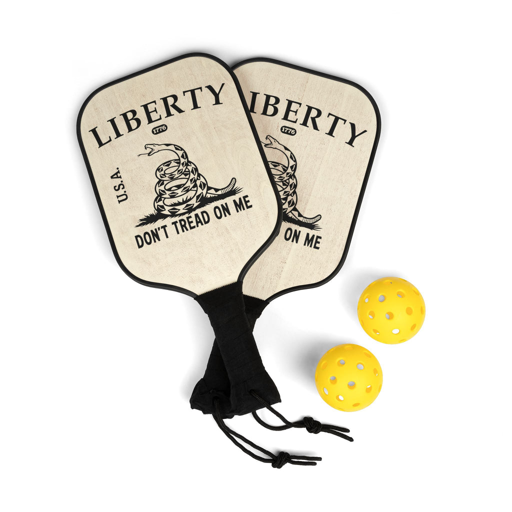 Pickleball Paddle Set – 'Liberty Don't Tread On Me' Gadsden Design (2-Pack with Balls)