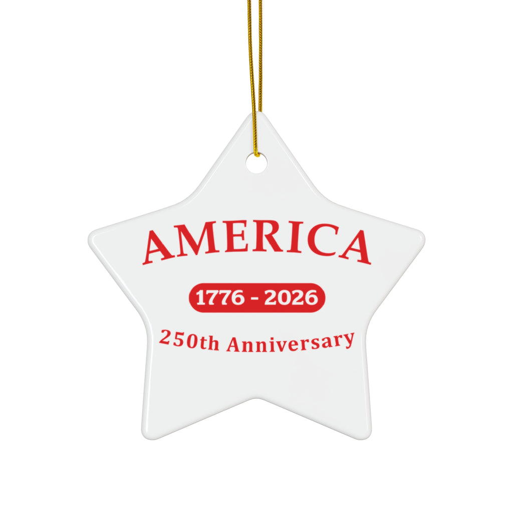 America 1776–2026 250th Anniversary Ceramic White Star Ornament