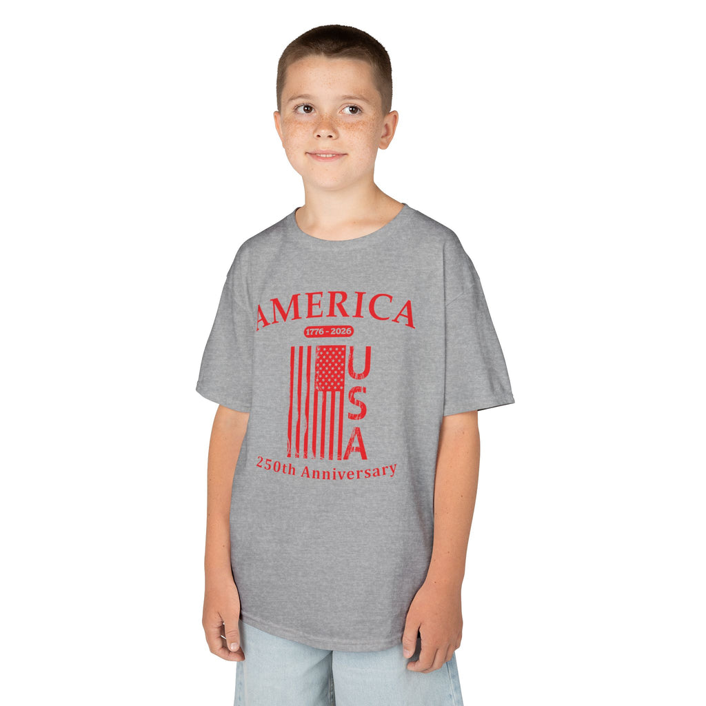 Kids Flag Tee — America USA 250th Anniversary Patriotic Flag Shirt