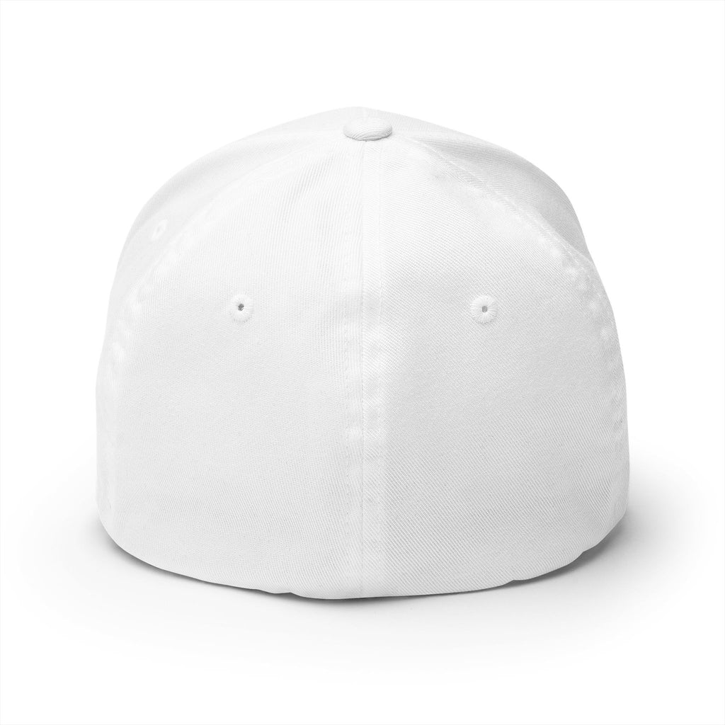 USA Embroidered Light Color Fitted Cap — Classic Patriotic White Hat