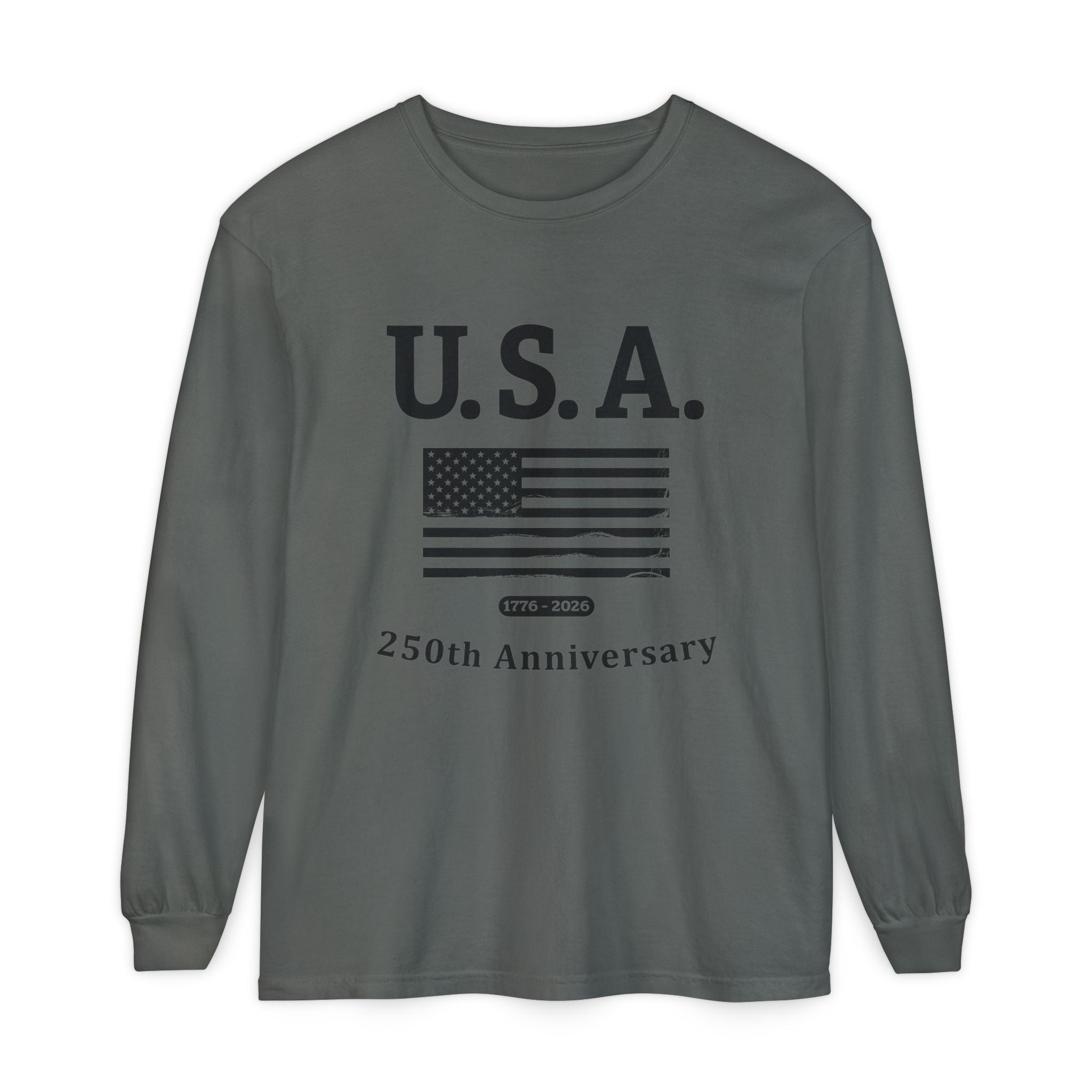 U.S.A. 1776-2026 Distressed Flag Long Sleeve T-Shirt