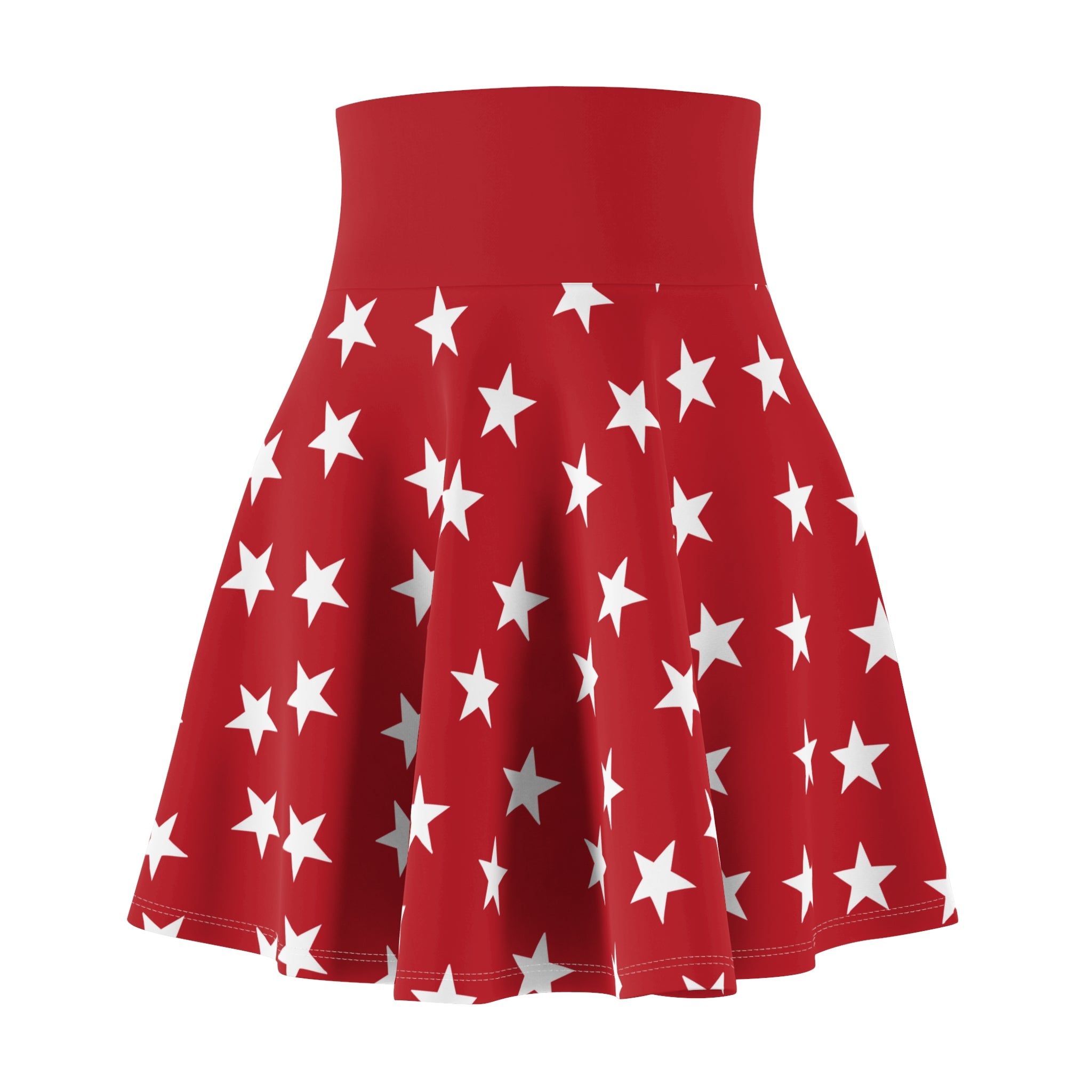 Red Star Skater Skirt — Patriotic White Stars AOP