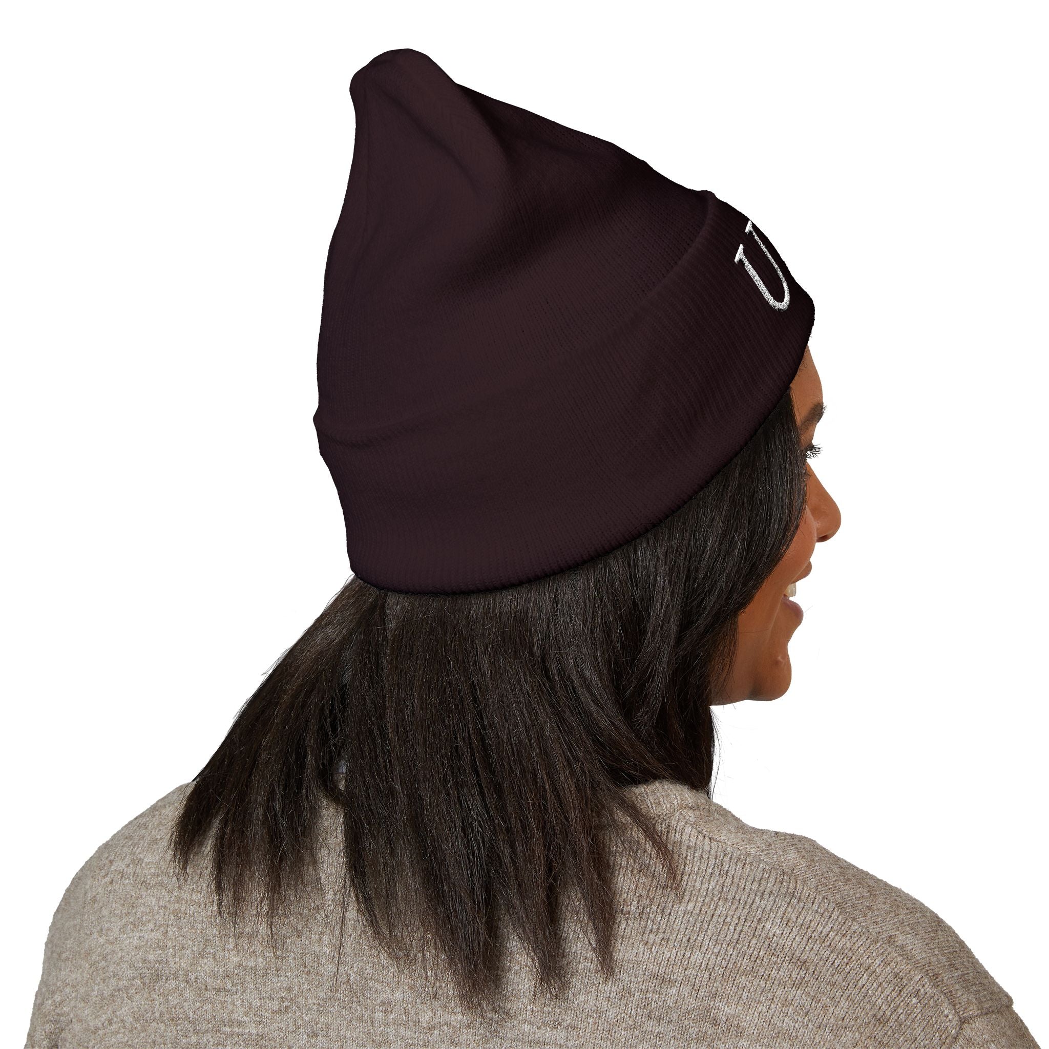 USA Embroidered Dark Color Cuffed Beanie — Patriotic Knit Hat