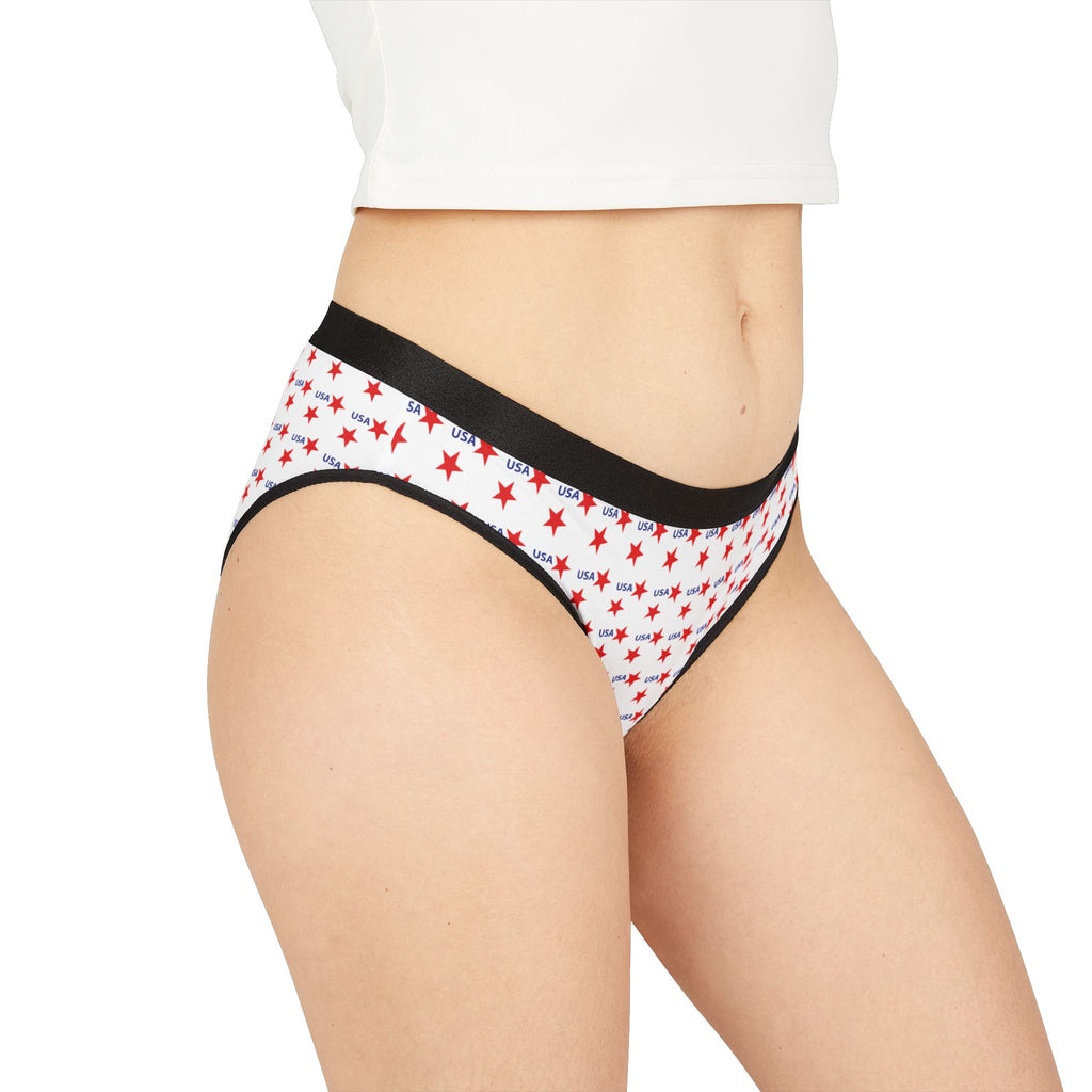 Patriotic Star Print Bikini Briefs — Red & Blue All-Over-Print Women's Underwear