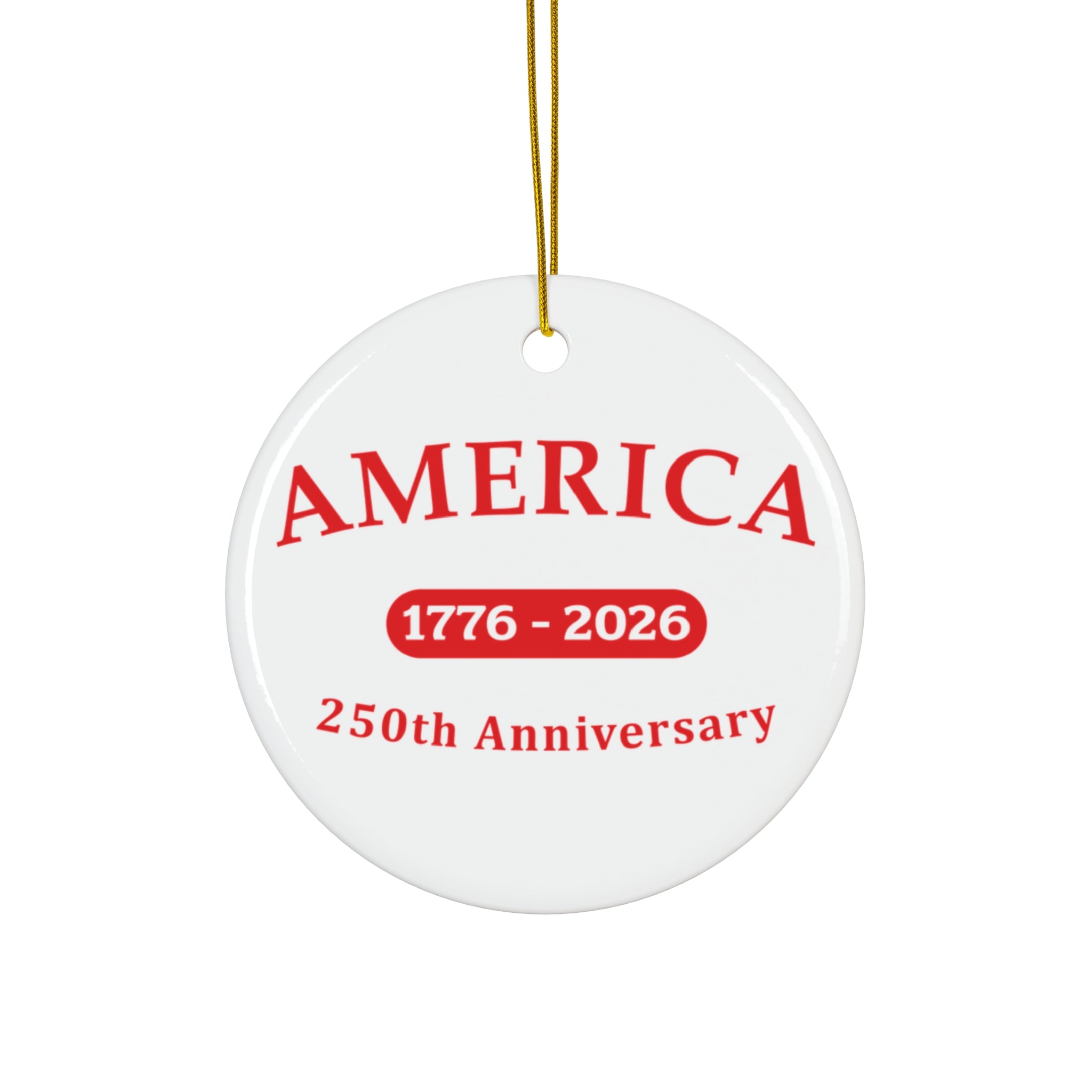 America 1776–2026 250th Anniversary Ceramic White Star Ornament