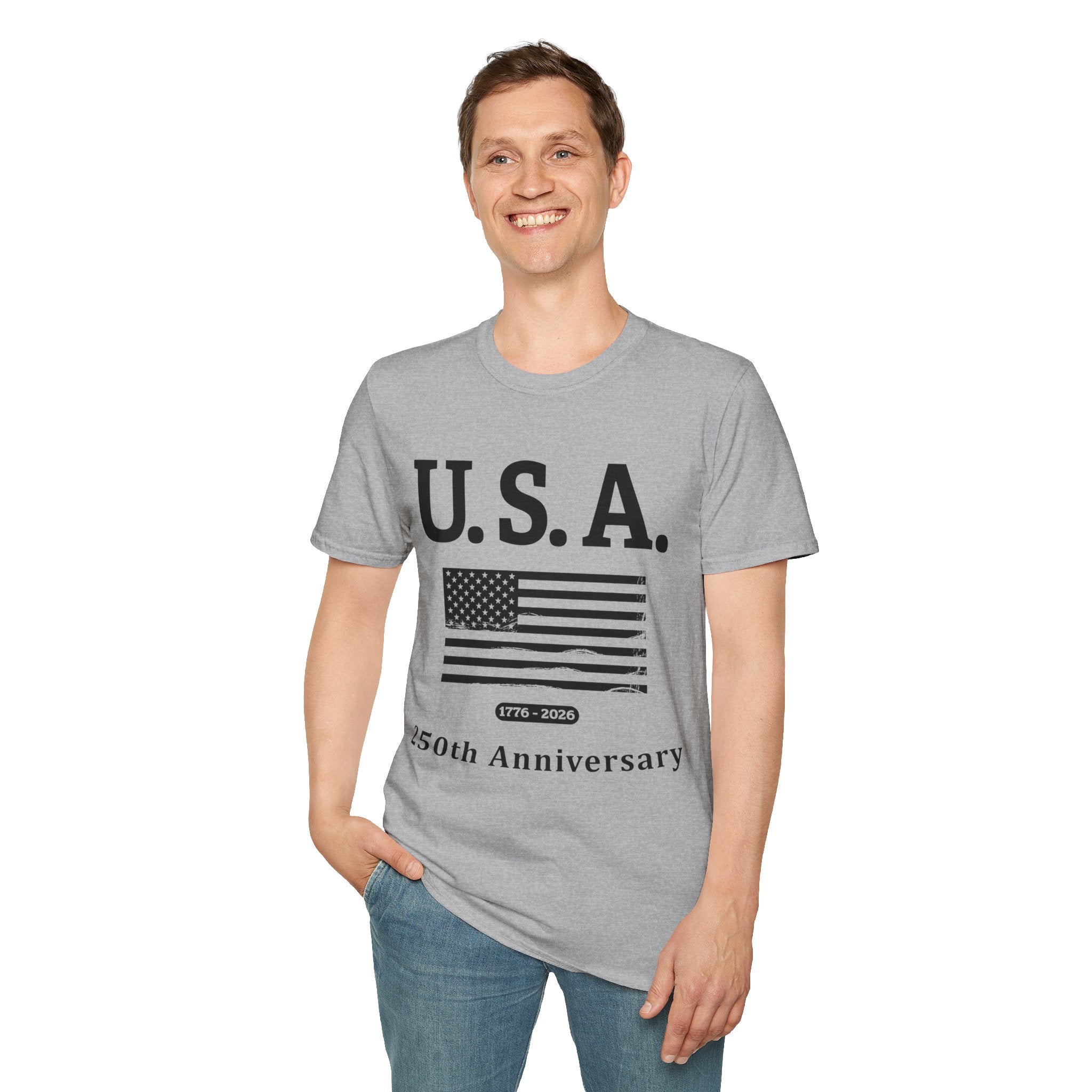 USA 250th Anniversary Soft Style T-Shirt — Patriotic American Flag Tee