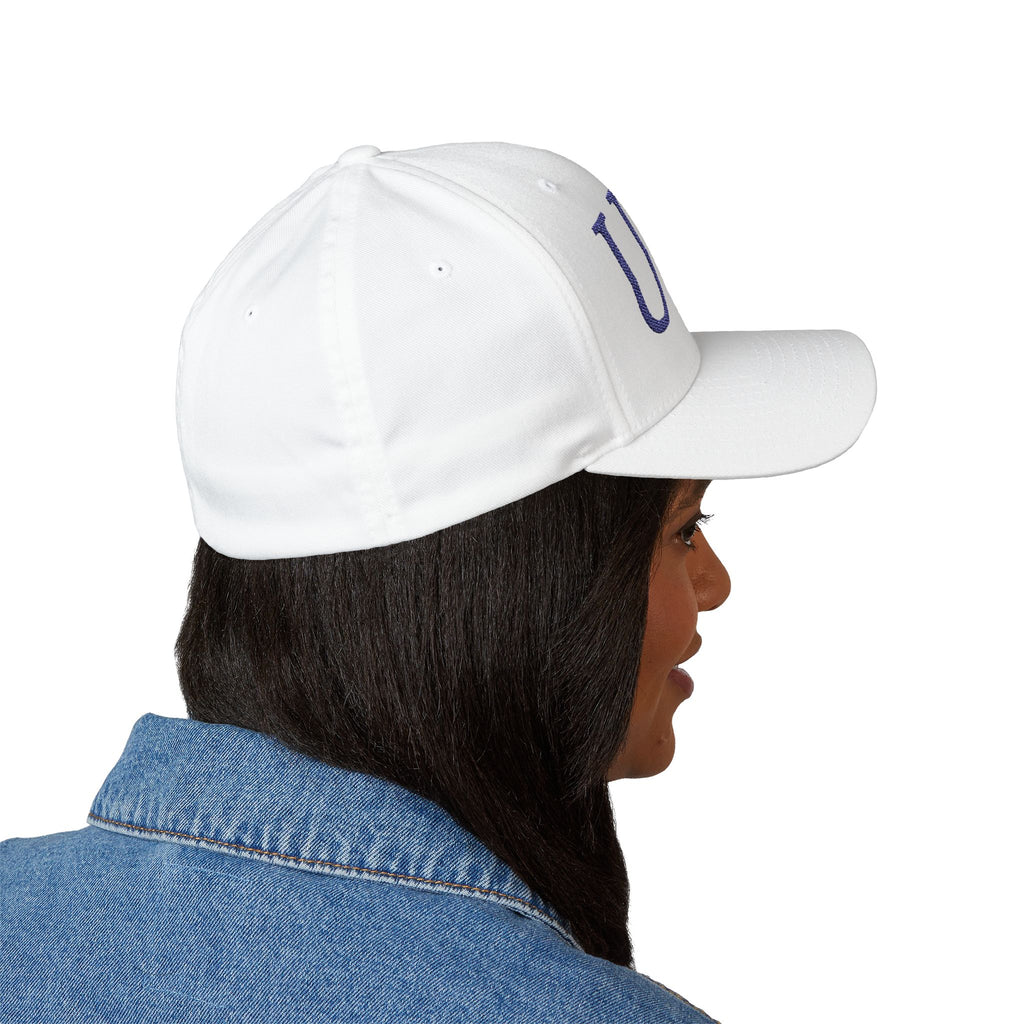 USA Embroidered Light Color Fitted Cap — Classic Patriotic White Hat