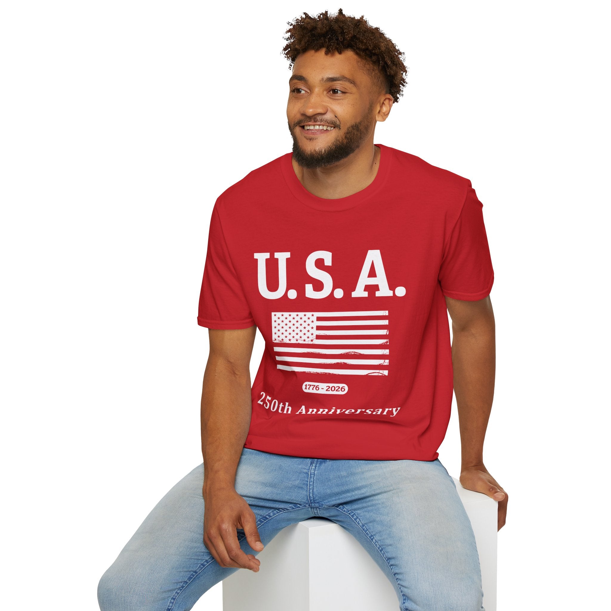 USA 250th Anniversary Soft Style T-Shirt — Patriotic American Flag Tee