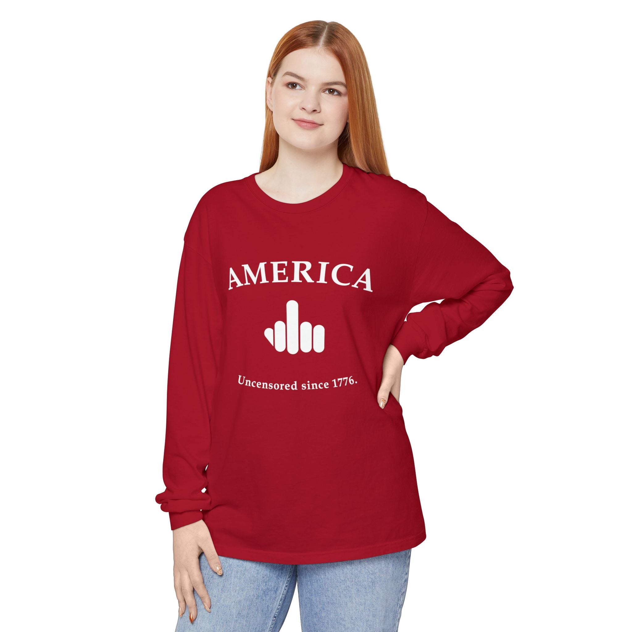 America 1776 Middle Finger Long Sleeve Tee