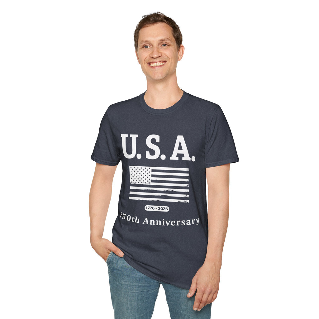 USA 250th Anniversary Soft Style T-Shirt — Patriotic American Flag Tee