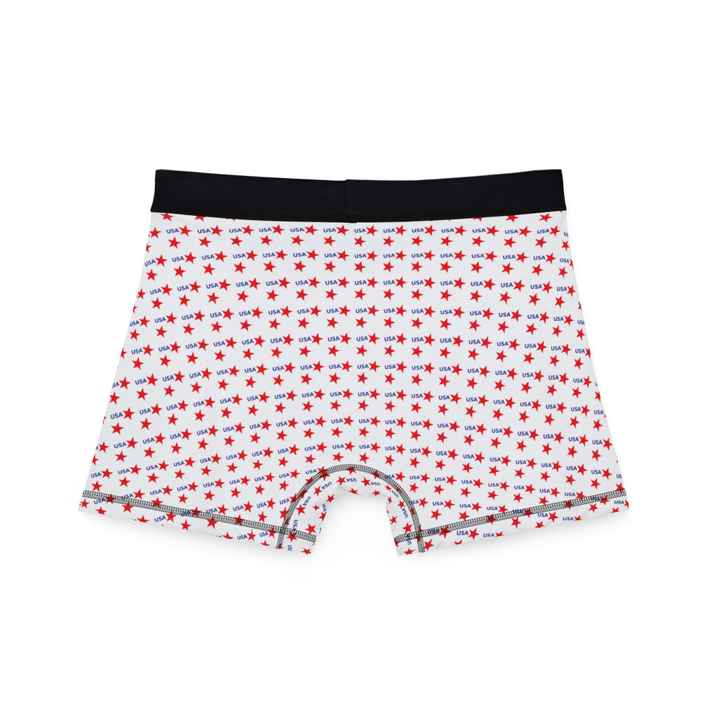 Red Star Pattern Boxer Briefs — Men’s All-Over Print Patriotic Underwear