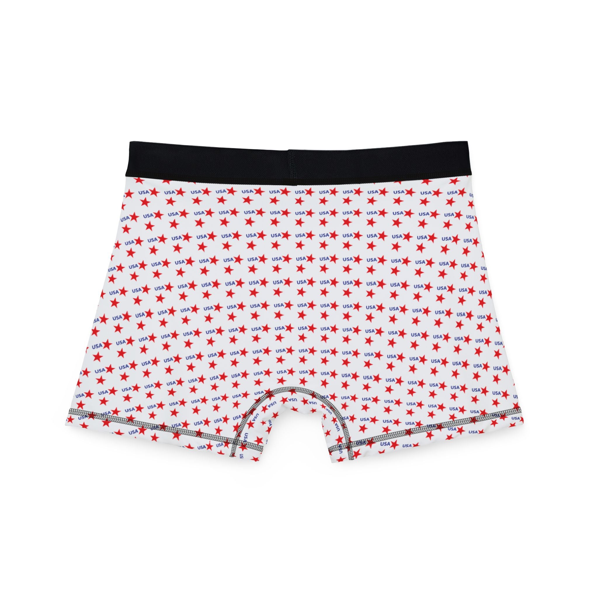 Red Star Pattern Boxer Briefs — Men’s All-Over Print Patriotic Underwear