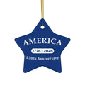 America 1776–2026 250th Anniversary Ceramic Blue Star Ornament