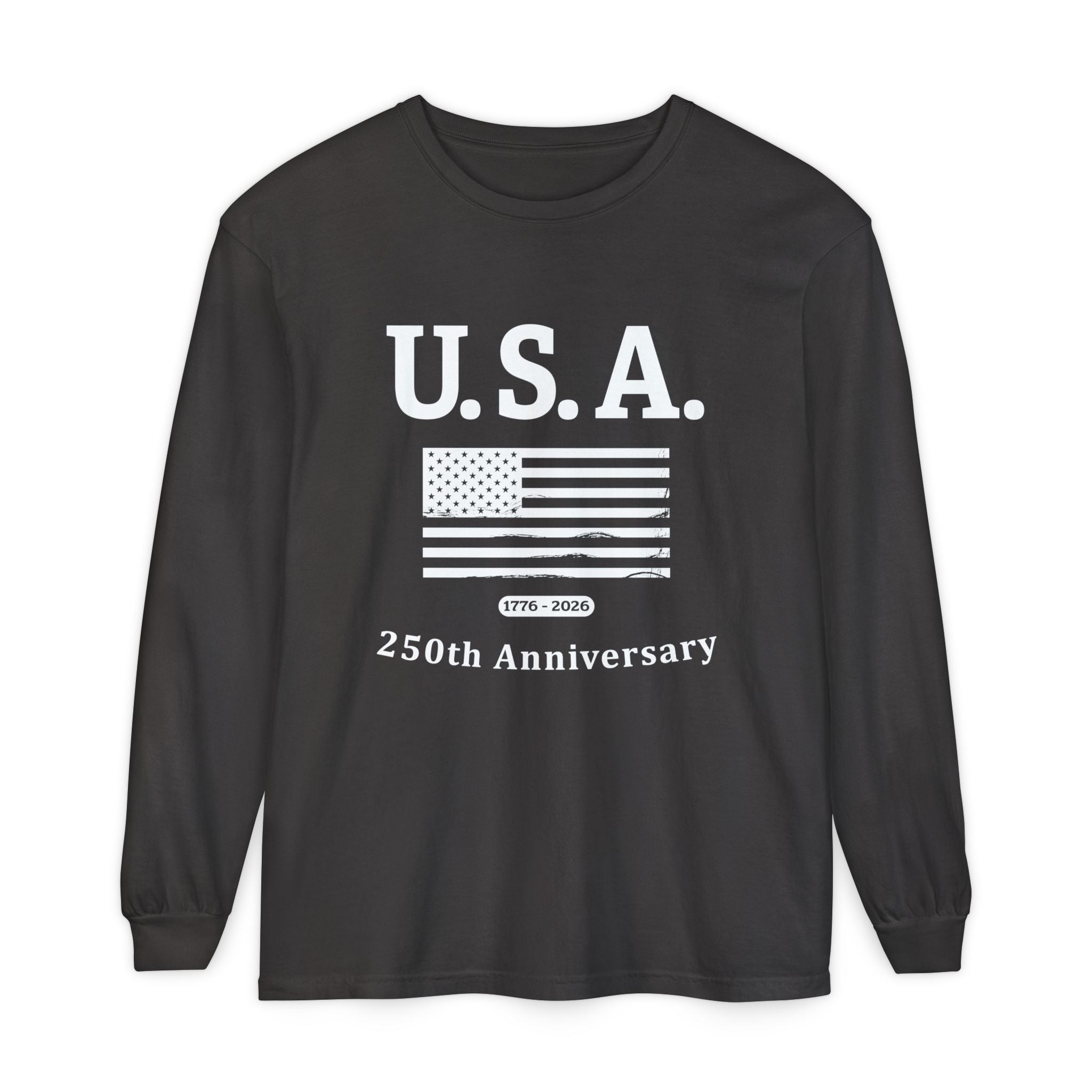 U.S.A. 1776-2026 Distressed Flag Long Sleeve T-Shirt