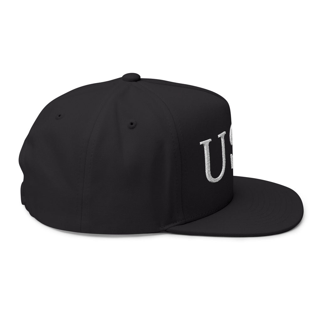 USA Embroidered Dark Color Flat Bill Cap — Patriotic Snapback Hat for 4th of July & Everyday Wear