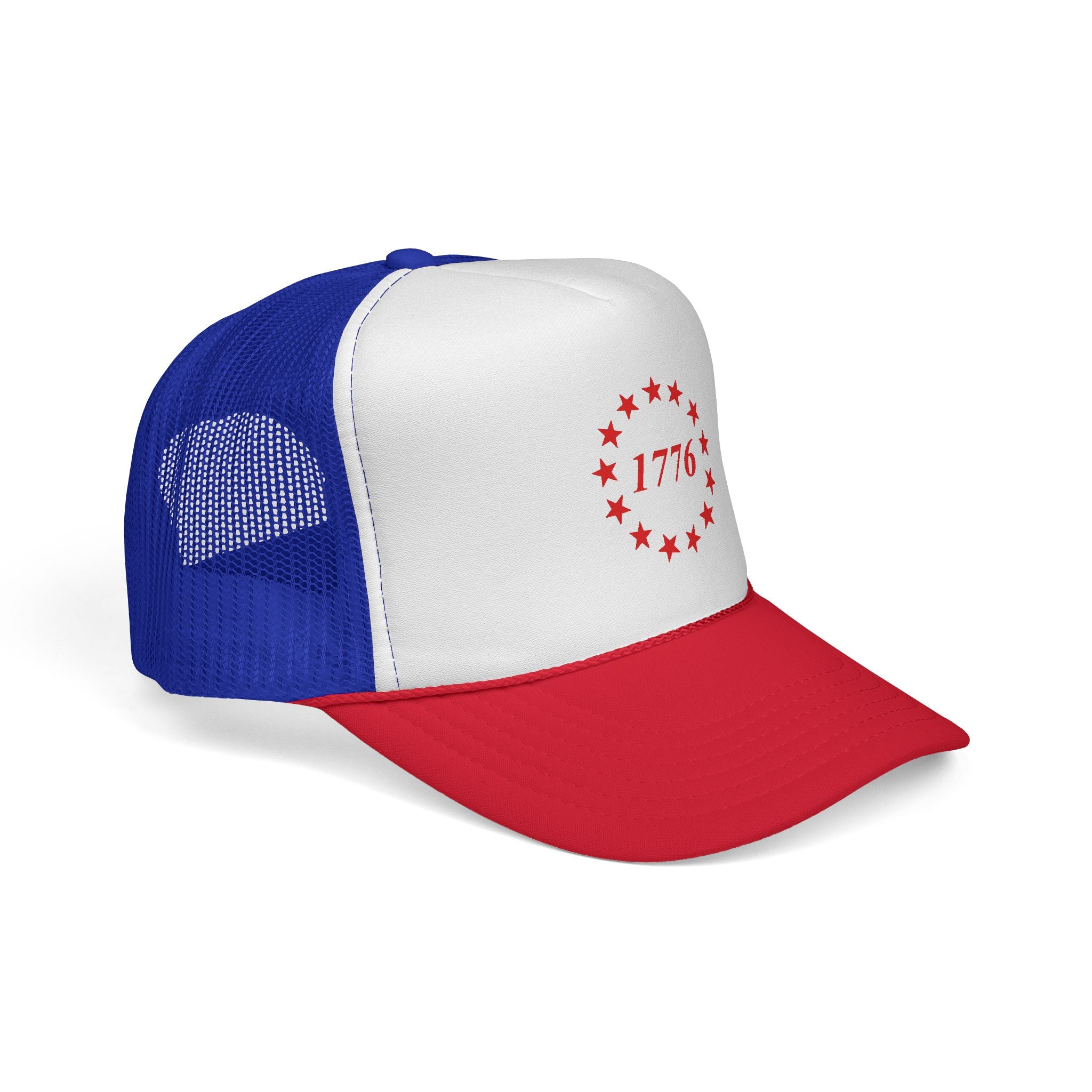 1776 13 Stars Trucker Cap — Patriotic Red White & Blue Mesh Hat
