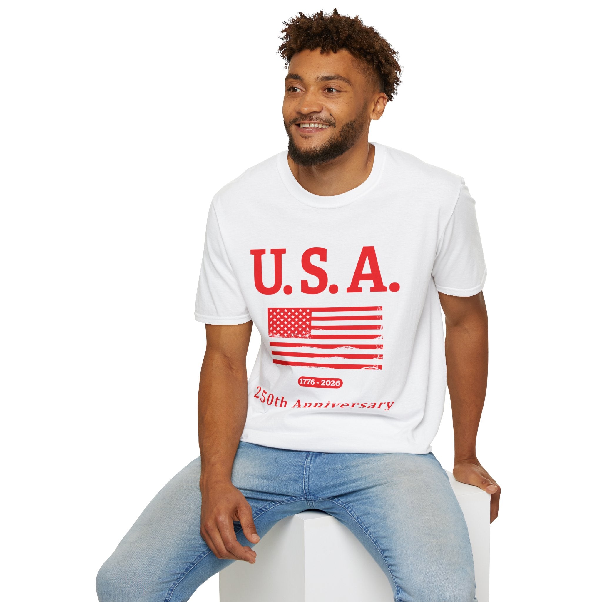 USA 250th Anniversary Soft Style T-Shirt — Patriotic American Flag Tee