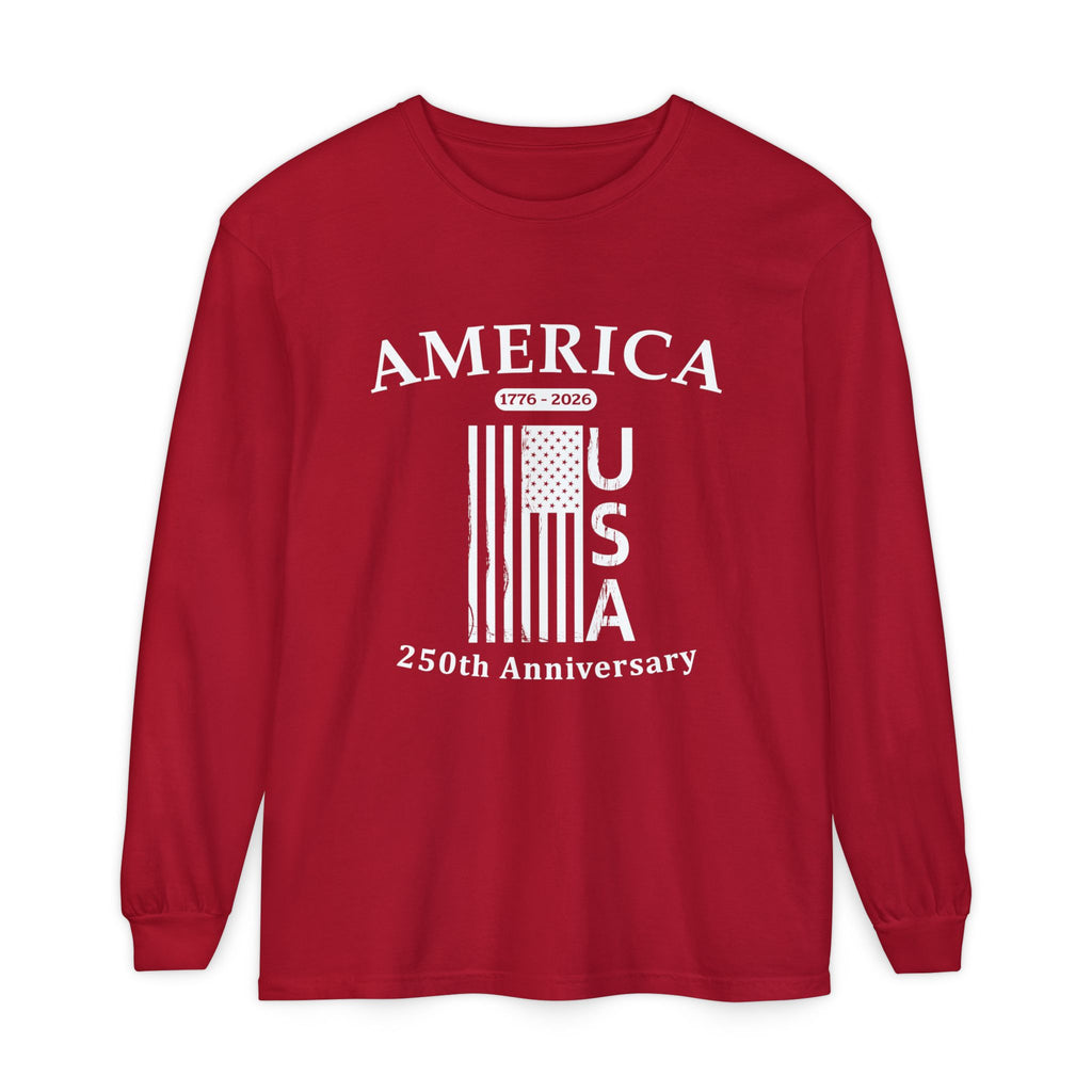 America 1776 Distressed Flag Long Sleeve Tee